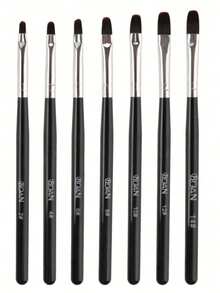 4支装凝胶美甲刷套装，适用于甲片制作、覆盖、雕塑，适用于凝胶和延长甲，椭圆形美甲笔 - 黑色 - 黑色 - 查看 1