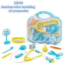 12pcs Children Doctor Roleplay Toy Set, Stimulate Kids' Imagination, Includes Medical Equipment Like Stethoscope, Injection, Suitcase, Suitable For Boys And Girls, Great Gift For Halloween, Christmas - Multicolor - View 5