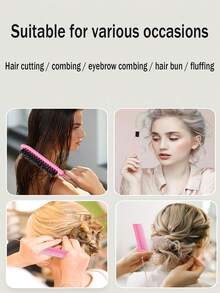 3pcs Smooth Hair Brush Set | Pointed Tail Brush, Boar Bristle Brush, Fine Mist Spray Bottle, Edge Brush, Volumizing Brush | Smooths Frizzy, Flyaway Hair | Pink/Black/Purple | Spring Gift, Graduation/School Gift | Salon, Beauty Parlor, Travel, Back To School, Vacation Essential - Hair Comb Set - View 4