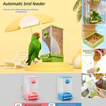 透明鸟笼悬挂式食盆，防溅外置喂食器，鹦鹉饮水器，鸟类喂食用品，鹦鹉自动喂食谷物壳分离虎皮凤凰防溢悬挂式防溅防漏一体式喂食器 - 無 - 查看 12