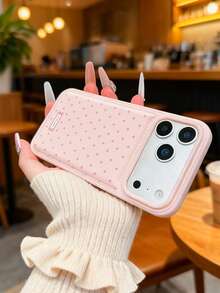 1个粉色波点UV印花图案粉色鼓包荔枝纹理手机壳，适用于 17-11 Pro Pro Max Plus，适合各种场合的礼物 - 粉紅波點 - 查看 4