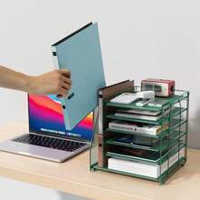 Gianotter Organizador de papel de 6 niveles con soporte para revistas organizadores de computadora y accesorios accesorios de computadora y organizadores de espacio de trabajo organizador de - Verde - Ver 6
