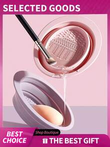 1/2pcs Makeup Brush Cleaning Set, Makeup Sponge Cleaner, Powder Puff Cleaner, Silicone Dish Scrubber - One Size Fits All - View 4
