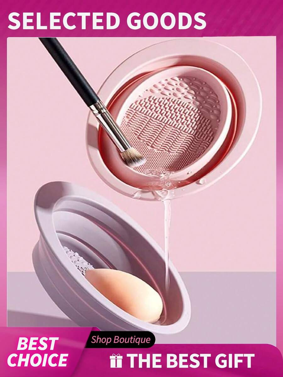 1/2pcs Makeup Brush Cleaning Set, Makeup Sponge Cleaner, Powder Puff Cleaner, Silicone Dish Scrubber - One Size Fits All - View 1