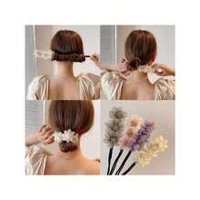 1个雪纺花朵发髻器，花朵发髻造型工具，蓬松发髻造型工具，发饰 - 多色 - 查看 1