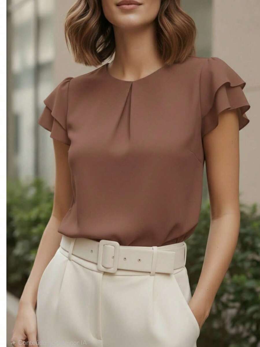 Elegant Women's Blouse - Rỉ Nâu - Xem 1