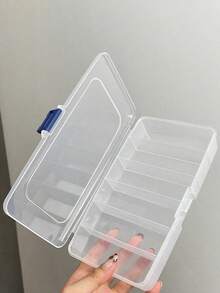 1个6/5格化妆品收纳盒，带盖化妆工具收纳盒，可收纳发夹、唇刷等，带搭扣，方便携带 - 無色 - 查看 7
