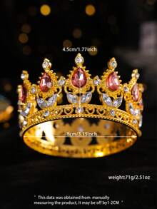 Elegant Gold-Tone Royal Style Sapphire-Look Crystal Crown - Suitable For Attending Balls - Multicolor - View 28