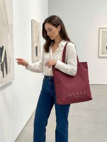 Gucci 1pc Double-Sided Pink & White Large Capacity Women's Portable Cosmetic Bag, Fashion Daily Travel Makeup Pouch - Hot Pink - View 1