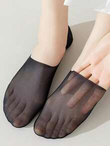 5 Pairs Women's Breathable Silicone Non-Slip Ultra-Thin Elastic Ice Silk Low-Cut Invisible Socks, High Quality, Spring/Summer - Multicolor - View 9