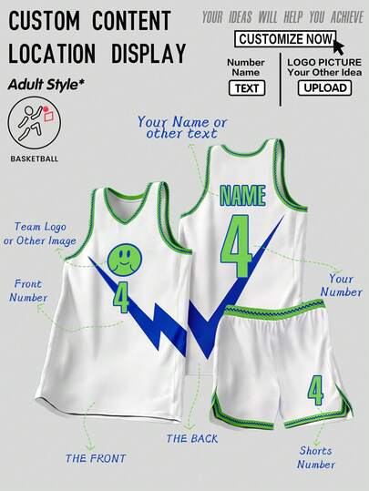 2pcs Personalized Basketball Jersey -Customized Club Name,Number And Logo Print Tank Top + Shorts Sports Set As Gift,Stylish,Fashion,Hipster,Casual,Minimal Chic,Personalized,Customized,Custom,Unique,Guy Costumes,Capsule Wardrobe,Men Basic/Street Style,Ideal Gifts For Him,Boyfriend,Family,Friends,For Birthdays,For Vacation/Holiday,For School/Competition,For Sports/Climbing