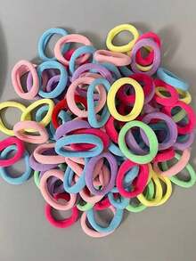 50个多色简约发圈，弹性发绳，适合女性扎马尾辫、丸子头、打造各种发型 - 彩色 - 查看 4