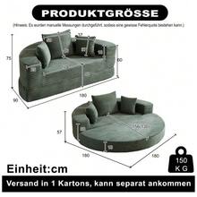 A Versatile Two-In-One Sofa Bed, Ideal For Small Spaces, That Can Be Used As Both A Semi-Circular Sofa And A Round Chaise Longue. The Armrests Feature Fabric Pockets. - Dark Green - View 9