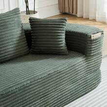 A Versatile Two-In-One Sofa Bed, Ideal For Small Spaces, That Can Be Used As Both A Semi-Circular Sofa And A Round Chaise Longue. The Armrests Feature Fabric Pockets. - Dark Green - View 7