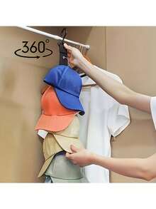 1pc Baseball Cap Storage Box With 8 Clips, Hat Rack Closet Hanging Organizer, Space-Saving Display For Up To 16 Hats, Lightweight Hat Storage Solution, Easy Access, Multi-Functional Installation Options, Keep Hats Organized And Visible, Suitable For Home Storage And Fashion Accessory Collection - Multicolor - View 3