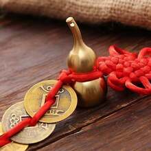1pc/4pcs Feng Shui Good Luck Pendant (Metal Gourd With 5 Coins) As A Blessing Gift Brings Health, Success, Tranquility, And Wealth. Suitable For Car Furniture, Bags, Homes, Offices, And Other Scenes - Multicolor - View 7