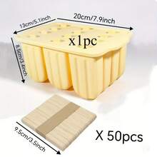 1 Set Creative Ice Pop Mold, Silicone Ice Pop Mold, Ice Cream Mold, Ice Cube Tray, Home Use, Jelly Mold, Kitchen Supplies - Yellow - View 8