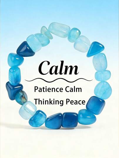 YAUKIA 1件天然玛瑙不规则龙纹手链，宁静祥和，具有疗愈功效，男女皆宜，弹力材质，适合日常佩戴