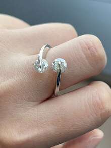 XUJIA 1pc 925 Sterling Silver 2.0 Carat Moissanite Ring, Two 6.5mm Round Moissanite Stones, Women's Wedding Engagement Ring, Anniversary Gift, Bridal Wedding Gift - RMO-221 - View 6