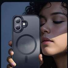 CASE For IPhone 16 Phone Case: Magnetic Translucent Matte Shockproof Slim Cell Phone Cover - Military Grade Drop Proof Hard Back Anti-Fingerprint Protective Case - Black - View 3