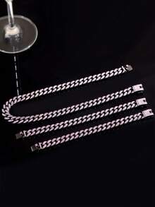 13毫米菱形紫色爪镶链，两排镶钻说唱歌手项链手链，男女皆宜，颈链饰品 - 男士項鍊手鍊 - 查看 3