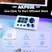 AJAZZ AKP03E Consola de control de escritorio Versión internacional, Asistente de mezclador de transmisión en vivo Panel de control con teclas de acceso directo programables, Consola de control de transmisión en vivo todo en uno, Soporte desmontable a 40°, Botones personalizables - Ver 6