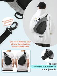 Large Men's Bag, Crossbody Waterproof Backpack Chest Bag Men's Crossbody Bag - Grey - View 6