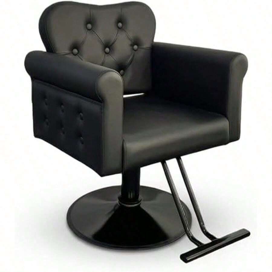 Silla de peluquería para estilistas, silla de barbero con bomba hidráulica posiciones ajustables de altura - Negro - Ver 1