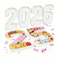 1pc 0-9 Numeric Shape Tray, Numeric Dessert Tray, DIY Food Tray, 0-9 Fruit Cookie Candy Filling Box, Cupcake Display Stand, Suitable For Wedding Anniversary, Birthday, Graduation, 1st Birthday, Family Gathering, Bridal Shower, Handmade - Multicolor - View 12