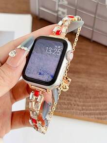 Tương thích với dây đeo 49mm, 45mm, 44mm, 42mm, dây đeo Watch Ultra, dây đeo Watch Series 10 9/8/7/SE/6/5/4/3/2/1 Ultra, dây đeo kim loại hai hàng hình chữ V sang trọng, dây đeo đồng hồ thời trang, dây đeo đồng hồ nữ. - Nhiều màu - Xem 3