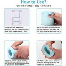 Ice Cube Trays 1PCS,Silicone Ice Cube Molds, Crushed Ice Maker Cup,Cylinder Ice Cube Maker Cup,Easy Release Ice Cup,Holds To 60 Ice Cubes Portable Ice Bucket Mold - Default - View 8