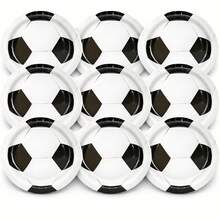 25件/套 白色足球图案，适合生日派对、家庭野餐和其他场合 - 黑與白 - 查看 3