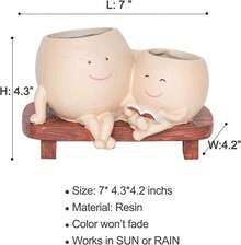 Maceta colgante con columpio para pareja con cara, maceta para pareja, maceta colgante con cara de columpio, maceta colgante para plantas de interior y exterior (Caqui) - Caqui-Madre e hijo - Ver 2