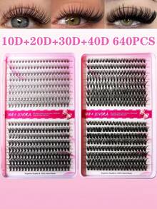 640/240pcs D-Curl Faux Mink Eyelashes, High Capacity Individual Lashes, Suitable For Beginners And Professionals For DIY Use At Home. 10D+20D+30D+40D+50D+60D+80D+100D Mixed Style Lash Book, Can Create Different Eye Makeup Looks, Soft & Natural, Long-Lasting & Lightweight - D - View 8