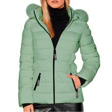 Shendy Vendy Women's Jacket Warm Polyester With Fur-Like Collar - 水鴨藍 - 查看 8