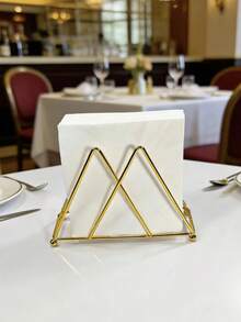 1个多功能立式纸巾架，三角形镂空铸铁设计，厨房酒店餐厅餐桌纸巾收纳架，餐巾纸架 - 查看 6