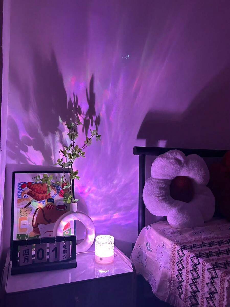 1个水波纹LED氛围灯,带触摸/遥控功能,USB供电LED投影灯,16种颜色可选,适用于卧室、游戏室、派对装饰、艺术投影灯 - 彩色 - 查看 1