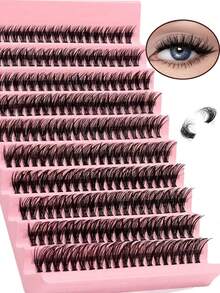 200 Naturally Thick Bundled Eyelashes 9-16mm D-Roll - Soft, Lightweight, Reusable, Suitable For Daily Wear - D - View 1