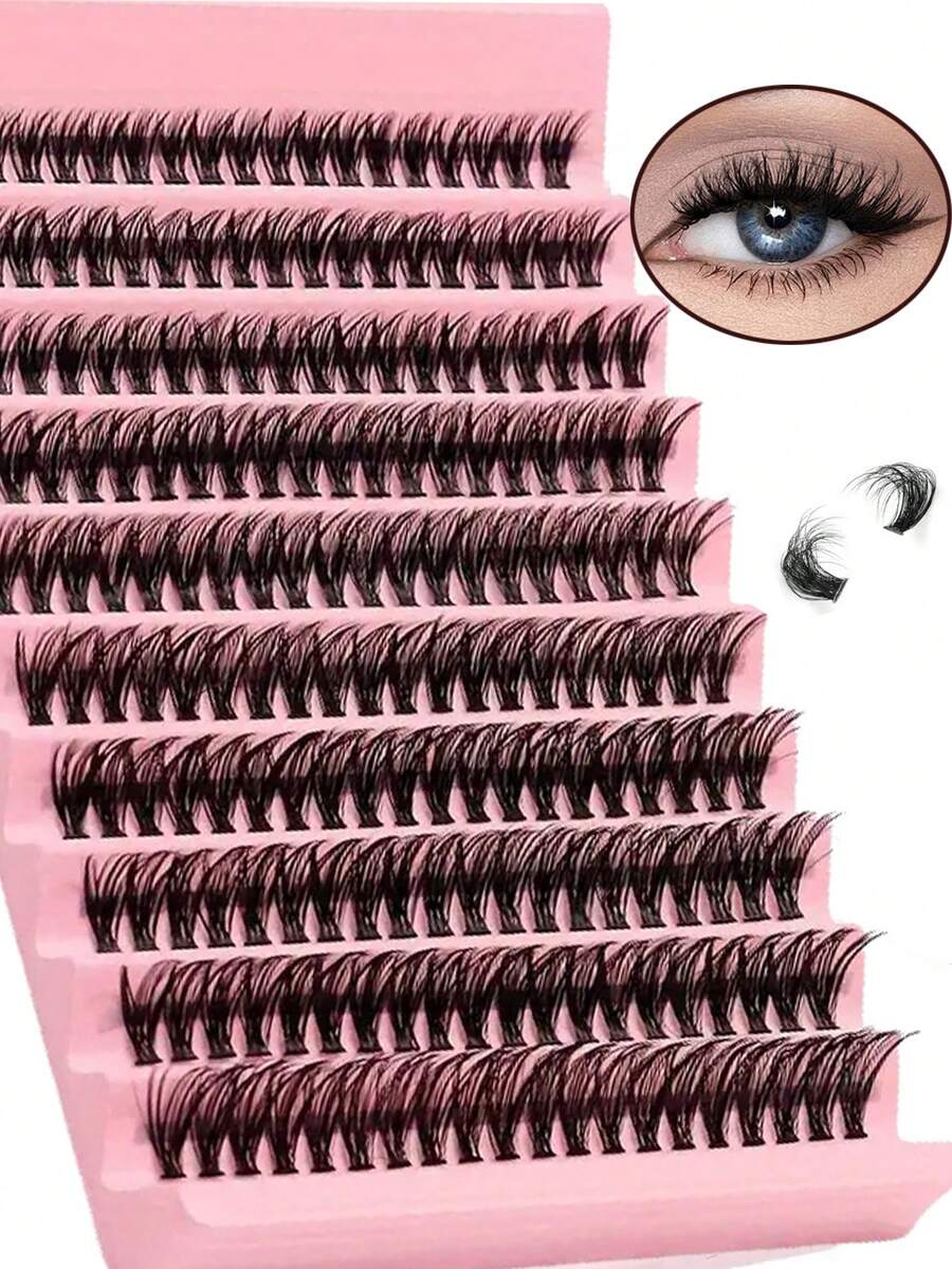 200 Naturally Thick Bundled Eyelashes 9-16mm D-Roll - Soft, Lightweight, Reusable, Suitable For Daily Wear - D - View 1