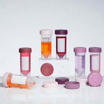 5pcs/Set Colorful Centrifuge Tube Set, Laboratory Sorting Bottles, Missing Position Science Experiment Supplies, Colorful Aliquoting Storage Jars, Multi-Purpose Sorting Containers, Color Experiment, Strong Sealing, Suitable For Liquid And Solid Sealing, Suitable For Home, School, And Laboratory Use