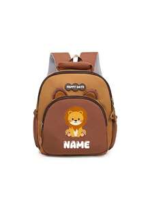 Personalized Mini Patchwork Animal Backpack, Custom Name Bear Dinosaur Giraffe Lion Bag, School And Travel Backpack With Chain Clasp Design - Black - View 11