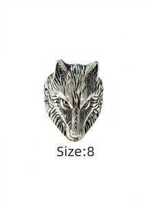 1 Peça Anel Masculino Vintage Punk Rock Cabeça de Lobo, Material em Aço Inoxidável 316, Revestimento a Vácuo Eletrolítico de Ouro 18K, Adequado para Uso Casual Diário, Viagem, Festa com Tema, Uso em Arte de Rua - Anel masculino com cabeça de lobo - Visão 22