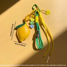 1 件可爱柠檬包包挂饰钥匙扣 - 甜美心形串珠腕带，女士和女孩的精美包包配饰 - A - 查看 4