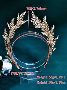 Gold Alloy Leaf Bridal Crown Headband, 3D Headpiece Suitable For Wedding Party,Summer,Beach - Gold - View 6