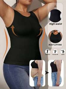 Áo lót định hình không đường may màu đen dành cho nữ cỡ lớn, kiểu dáng racerback, giúp thon gọn eo và bụng, phù hợp cho thể thao, tập thể dục và mặc hàng ngày. - màu đen - Xem 2