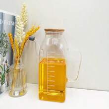1个方形玻璃油瓶，大容量酱油醋调味瓶，防漏密封油瓶，家用 - 無色 - 查看 1