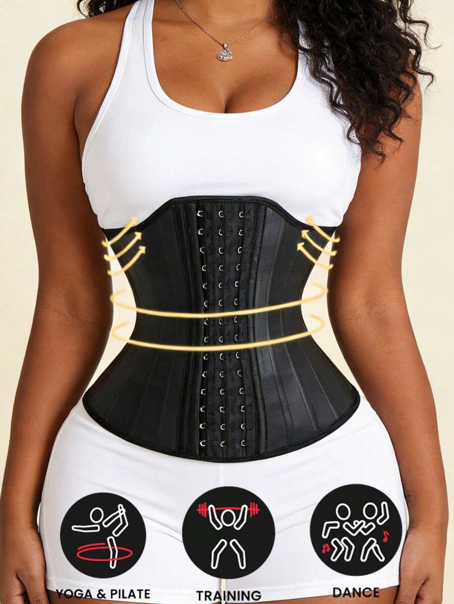 1pc Latex Waist Trainer With 25 Steel Bones, For Weight Loss And Body Shaping, Suitable For Exercise - Multicolor - View 1