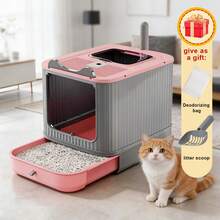 Litter Box – Extra-Large Enclosed Litter Tray With Front Drawer & Top Cover, Fully Enclosed Double-Door Entry, Rear-Attached Scoop, Shaped Like An Adorable Cat For Aesthetic Appeal And Practical Use. Its Closed Design Features Front Entry And Top Exit To Effectively Minimize Litter Scatter And Contain Odor. Available In White, Pink, And Yellow, It Also Offers An Optional Litter Mat That Traps Residue From Paws, Keeping Floors Clean And Simplifying Cleanup. - 均碼 - 查看 14