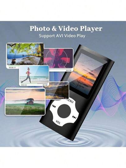 便携式MP3/MP4播放器，支持视频播放、FM收音机、Micro SD卡槽和LED显示屏 | 200mAh可充电锂聚合物电池 | USB接口 | 支持MP3格式 | 包含耳机和数据线（不含SD卡）