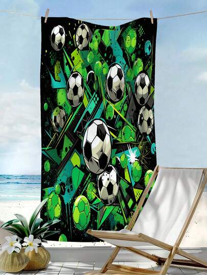 1 chiếc khăn tắm biển cỡ lớn, siêu mềm mại, thiết kế hình quả bóng đá sáng tạo, họa tiết thể thao bóng bầu dục, làm từ sợi microfiber, nhanh khô, nhẹ và mềm mại, thích hợp cho du lịch, bơi lội, cắm trại.